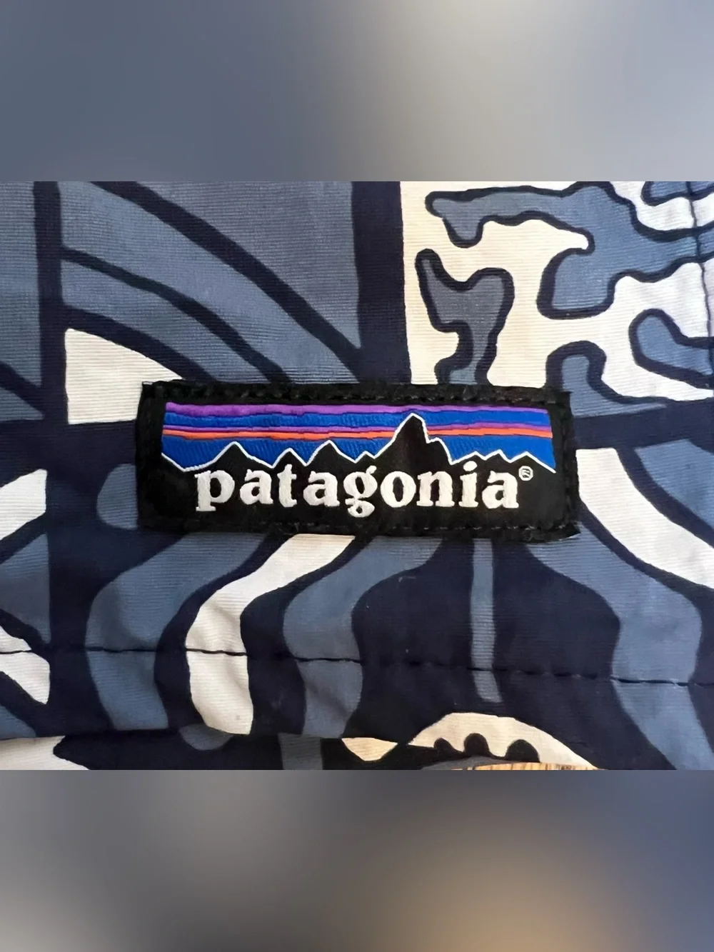 Patagonia Swim Trunks Shorts Men XXL Baggies Long 7 in Bathing Suit NVNY AOP NEW